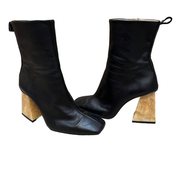 Top shop Hobbs Black Leather Ankle Boots Size 40/ 9.5 - Picture 3 of 11